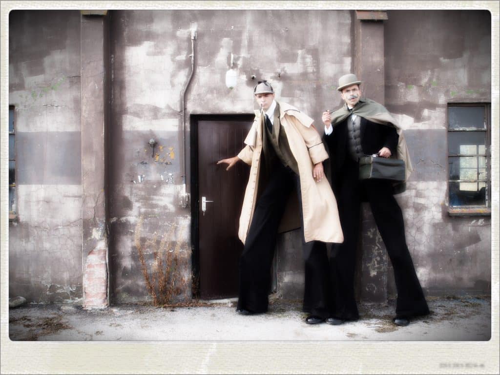 Sherlock Holmes and Dr Watson stilt walking act